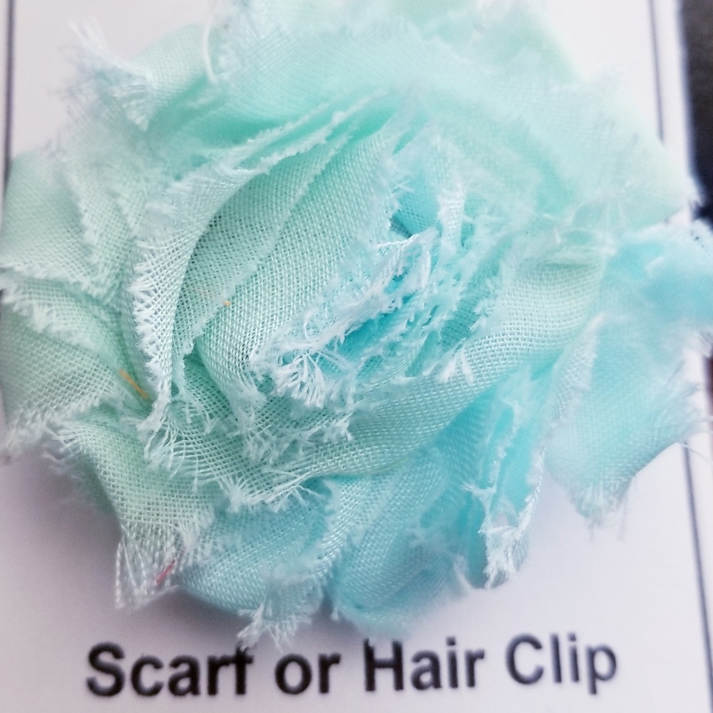 Shabby Rose Flower Scarf Clip or Hair Clip mint